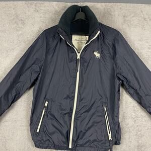 Abercrombie & Fitch Jacket Women XL Navy Windbreaker Outdoor Retro Moose
